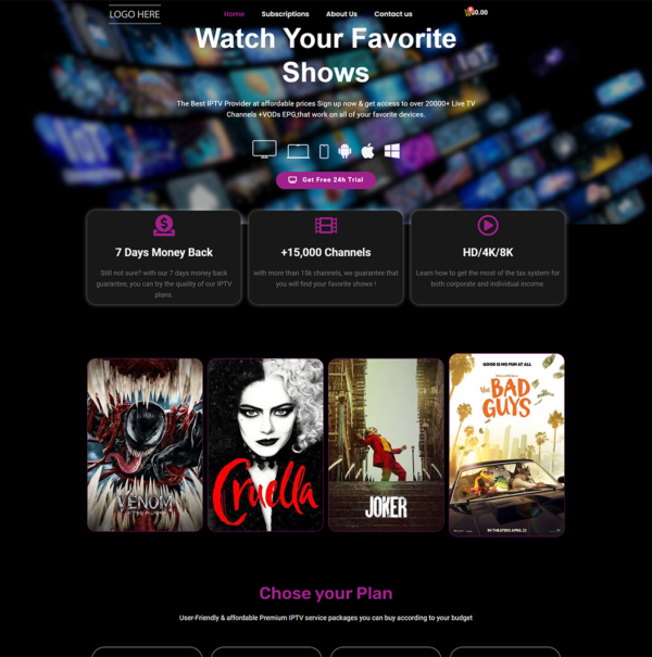 Black Template IPTV N02 - Sleek & Professional Dark Theme